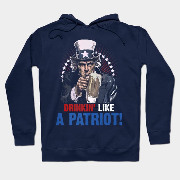 Drinkin Like A Patriot 4th Of July Uncle Sam Hoodie by Macy XenomorphQueen